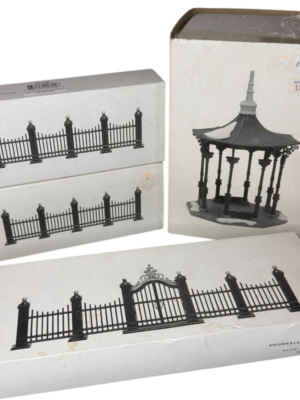 Dept. 56 Village Wrought Iron Gate, Fence, and Fence Extensions plus Gazebo